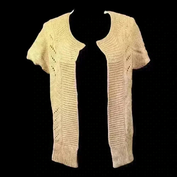 WORTHINGTON Womans TAUPE Knit ALL SEASON Open Front SHRUG Cardigan Sweater Med - Picture 5 of 7